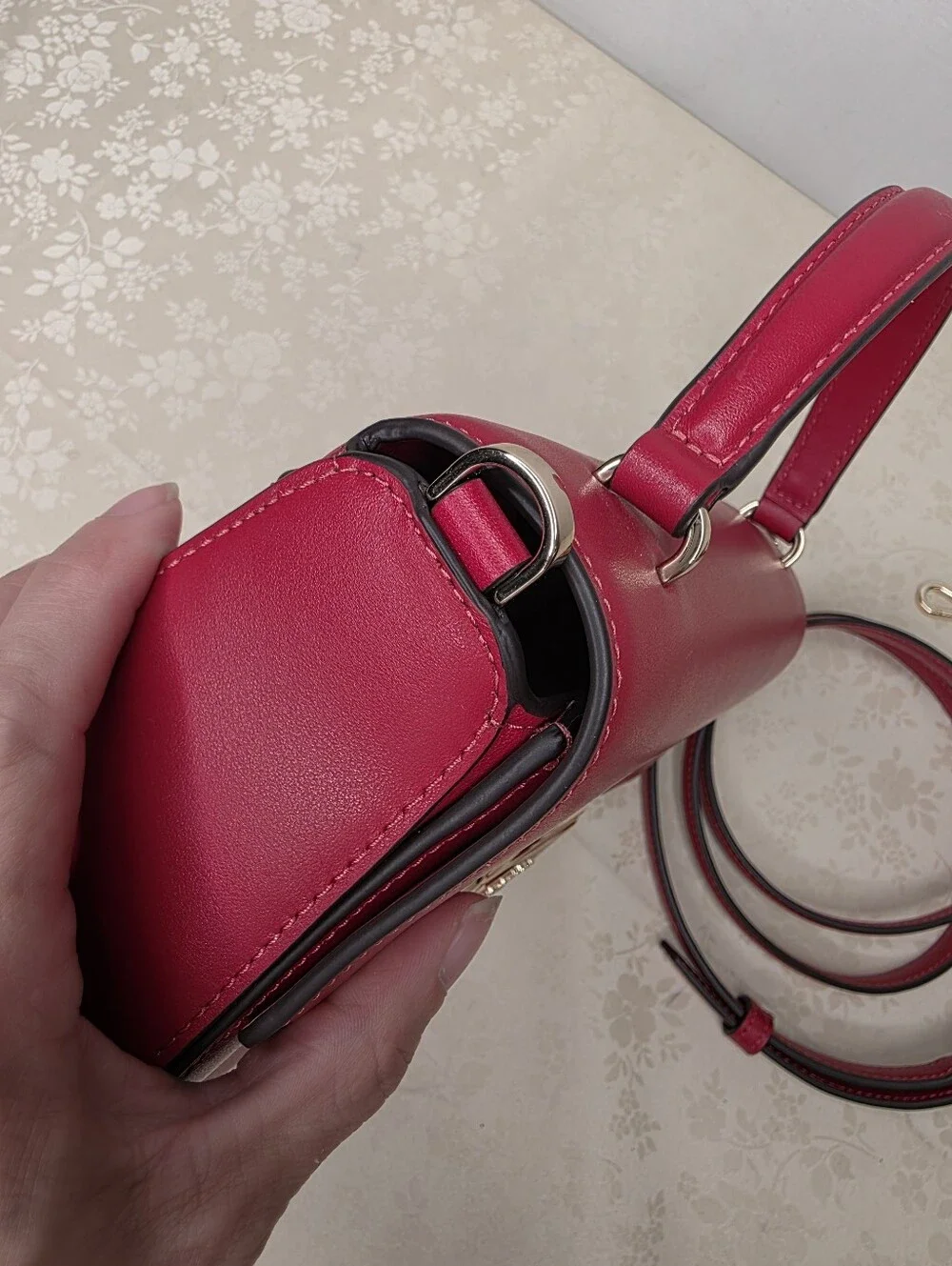Kate Spade Red Leather Flap Top Handle Crossbody Bag Satchel